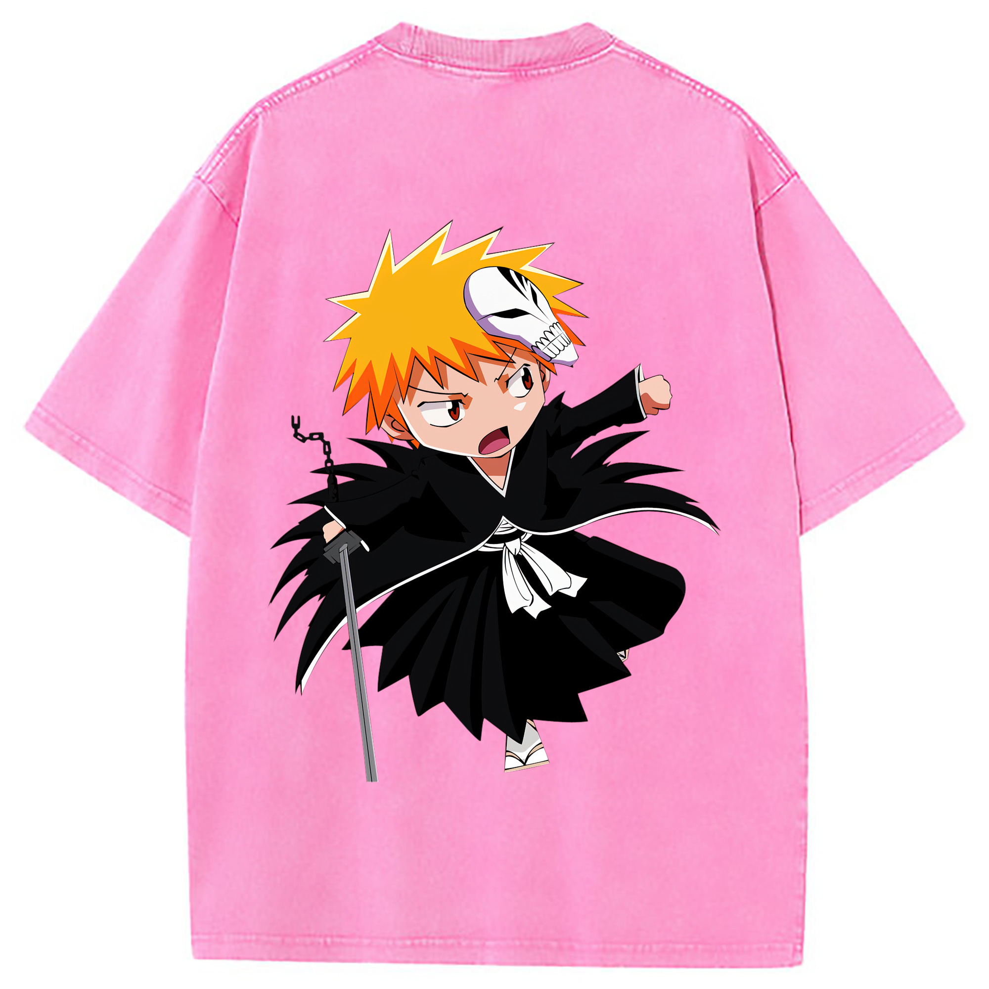 （画像用） ブリーチ 黒崎一護（くろさき いちご）BLEACH Kurosaki Ichigo 綿100% ヴィンテージ風 半袖Tシャツ（背面プリント）